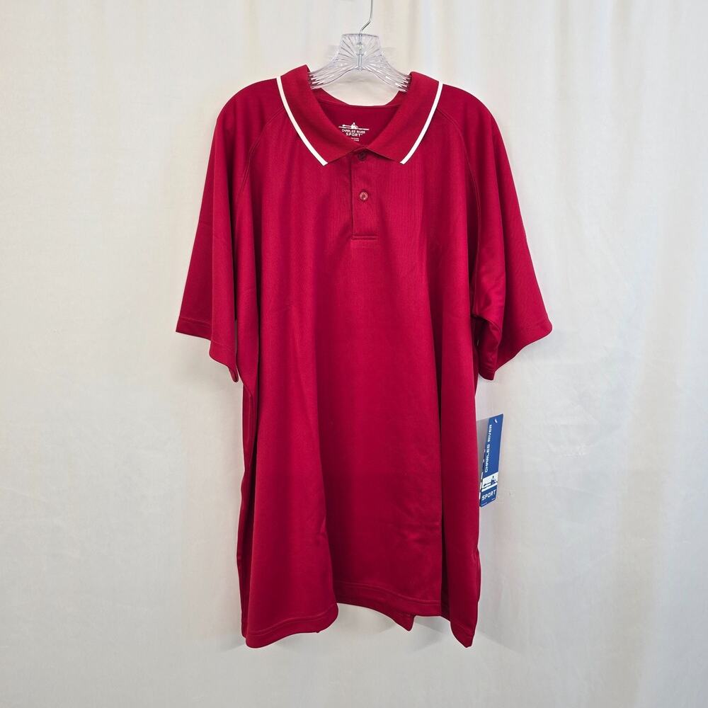Charles River Sport Wicking Polo Shirt Men's 4XL Red Top Shield Short Sleeve NWT